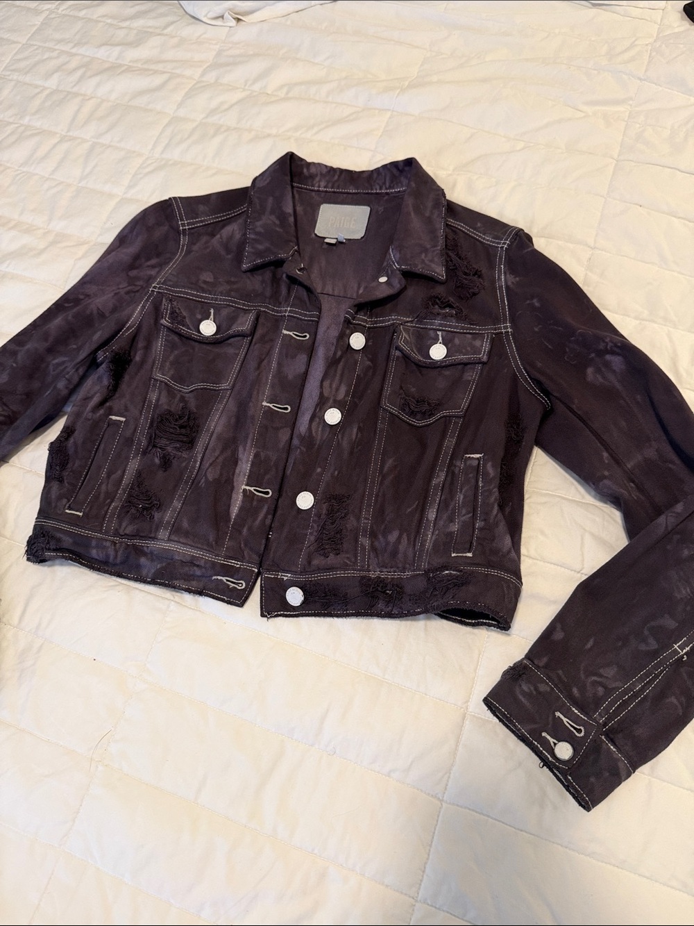 Paige denim distressed tie dyed jacket